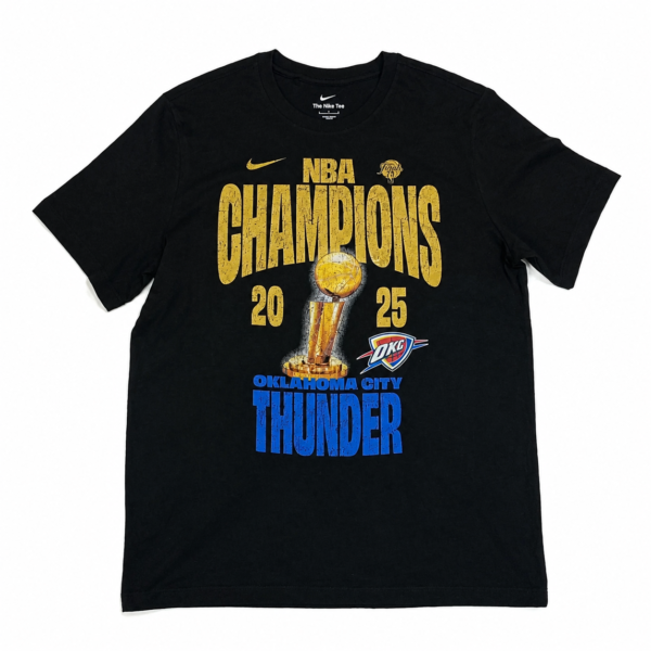تیشرت مشکی مردانه نسخه محدود Nike مدل NBA Finals Champions 2025 - طرح Oklahoma City Thunder