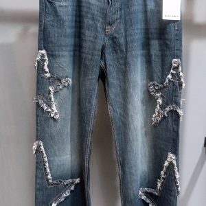 شلوار جین زنانه بگ کاستوم طرح ستاره برند Bershka