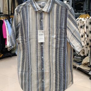 پیراهن مردانه ZARA جنس حصیری با طرح راه‌راه